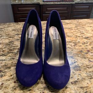 Steve Madden Purplr/Blue Suede Block Heels. Sz 8.5